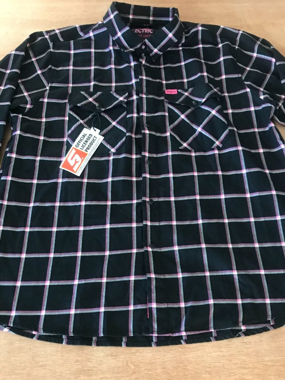 Dixxon Flannel Electric Limit Edition Shirt Men 2XL Black Plaid Snap Button Up